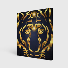 Холст квадратный с принтом Золотой символ года Тигр в Санкт-Петербурге, 100% ПВХ |  | в чем встречать новый год | золотой узор | идея подарка на новый год | подарок на новый год | символ нового года | тигр золотой | тигр символ года 2022 | узоры из золота