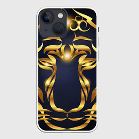 Чехол для iPhone 13 mini с принтом Золотой символ года Тигр в Санкт-Петербурге,  |  | Тематика изображения на принте: в чем встречать новый год | золотой узор | идея подарка на новый год | подарок на новый год | символ нового года | тигр золотой | тигр символ года 2022 | узоры из золота