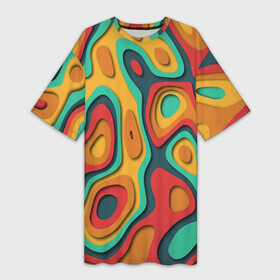 Платье-футболка 3D с принтом 3D узор Color в Санкт-Петербурге,  |  | 3d | 3д | abstraction | illusion | illustration | pattern | threedimensional | top | абстракция | иллюзия | иллюстрация | объемный | узор