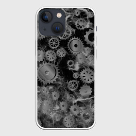 Чехол для iPhone 13 mini с принтом механизм и дым, стимпанк в Санкт-Петербурге,  |  | Тематика изображения на принте: болтики | дым | механизм | робот | серый | стимпанк | темный | часы | черный | шестеренки