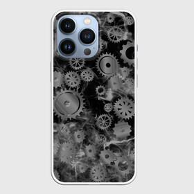 Чехол для iPhone 13 Pro с принтом механизм и дым, стимпанк в Санкт-Петербурге,  |  | болтики | дым | механизм | робот | серый | стимпанк | темный | часы | черный | шестеренки