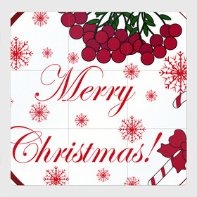 Магнитный плакат 3Х3 с принтом Мэри кристмас в Санкт-Петербурге, Полимерный материал с магнитным слоем | 9 деталей размером 9*9 см | merry christmas | зима | мэри кристмас | надпись | новый год | подарок | поздравление | праздник | рождественский леденец | рождество | рябина | снег | снежинки