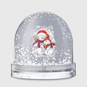 Игрушка Снежный шар с принтом Два снеговика в Санкт-Петербурге, Пластик | Изображение внутри шара печатается на глянцевой фотобумаге с двух сторон | Тематика изображения на принте: 2022 | год тигра | новогодний подарок | новый год | подарок на новый год | снег | снеговик | снеговики