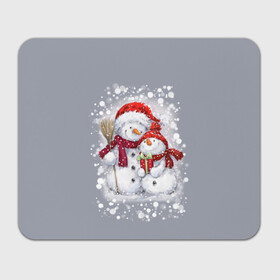 Прямоугольный коврик для мышки с принтом Два снеговика в Санкт-Петербурге, натуральный каучук | размер 230 х 185 мм; запечатка лицевой стороны | Тематика изображения на принте: 2022 | год тигра | новогодний подарок | новый год | подарок на новый год | снег | снеговик | снеговики