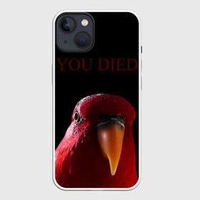 Чехол для iPhone 13 с принтом Красный попугай | Red parrot в Санкт-Петербурге,  |  | 3 | bird | dark | gumi | hideaki utsumi | meme | parrot | red | souls | tiktok | wue | wuewuewue | вуе | дарк | красная | красный | мем | попугай | птица | соулс | тикоток | япония