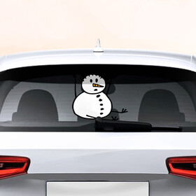 Наклейка на авто - для заднего стекла с принтом Снеговик в дудл стиле в Санкт-Петербурге, ПВХ | Точные размеры наклейки зависят от выбранного изображения (ширина не больше 75 мм, высота не больше 45 мм) | дудл | зима | зимний | нарисованный | от руки | снег | снеговик