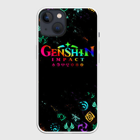 Чехол для iPhone 13 с принтом GENSHIN IMPACT NEON LOGO RAINBOW STYLE, ЭМБЛЕМЫ в Санкт-Петербурге,  |  | amber | anime | genshin impact | girl | jean | lisa | paimon | xiao | zelda | анемо | аниме | геншен импакт | геншин импакт | геншин эмпакт | геншинимпакт | девушка | игры | кли | лиза | паймон | пеймон | персонажи | сяо | тян