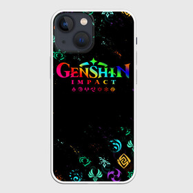 Чехол для iPhone 13 mini с принтом GENSHIN IMPACT NEON LOGO RAINBOW STYLE, ЭМБЛЕМЫ в Санкт-Петербурге,  |  | amber | anime | genshin impact | girl | jean | lisa | paimon | xiao | zelda | анемо | аниме | геншен импакт | геншин импакт | геншин эмпакт | геншинимпакт | девушка | игры | кли | лиза | паймон | пеймон | персонажи | сяо | тян