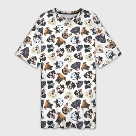 Платье-футболка 3D с принтом Разные Породы Собак в Санкт-Петербурге,  |  | animal | dog | барбос | бобик | год собаки | друг человека | животное | зверь | ищейка | кинолог | кость | лайка | лапы | пес | собака | собачка | хищник | четвероногий | шарик | щенок