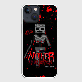 Чехол для iPhone 13 mini с принтом WITHER SKELETON в Санкт-Петербурге,  |  | Тематика изображения на принте: craft | mine | minecraft | wither skeleton | блоки | визерскелет | вооружённый каменным мечом | враждебный моб | добывать | компьютерная игра | крафт | кубики | майн | майнкрафт | манкрафт | ремесло