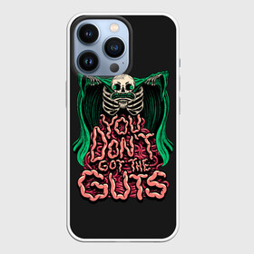 Чехол для iPhone 13 Pro с принтом Кишка Тонка в Санкт-Петербурге,  |  | dead | death | halloween | horrors | monster | night | okay | scare | skeleton | skull | you dont got the guts | мертвый | монстр | ночь | скелет | ужастики | ужасы | хэллоуин | череп