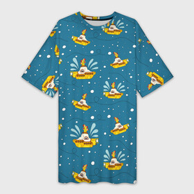 Платье-футболка 3D с принтом Много много Yellow Submarine. The Beatles в Санкт-Петербурге,  |  | beatles | rock | submarine | yellow | битлз | битлы | желтая | подводная лодка | подлодка | рок | рок н ролл | хиппи