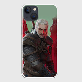 Чехол для iPhone 13 с принтом ВЕДЬМАК | THE WITCHER | ГЕРАЛЬТ С МЕЧОМ в Санкт-Петербурге,  |  | Тематика изображения на принте: geralt | the witcher | the witcher wild hunt | witcher | wolf | аард | аксий | белый волк | ведьмак | ведьмак 3 | волк | геральт | игни | ирден | йенифер | каер морхен | квен | охотник | трисс | цири | школа волка