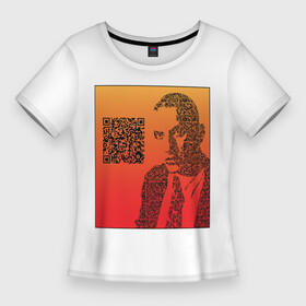 Женская футболка 3D Slim с принтом QR Маяковский в Санкт-Петербурге,  |  | qr код | qrкод | арт | маяковский | поэт | стихи