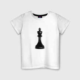 Детская футболка хлопок с принтом Шахматная фигура Чёрный король в Санкт-Петербурге, 100% хлопок | круглый вырез горловины, полуприлегающий силуэт, длина до линии бедер | игра | игровая | игры | короли | король | логика | логичные | настольная | настольные | спорт | спортивная | фигура | фигурка | фигурки | фигуры | чёрные | чёрный | шахматный | шахматы