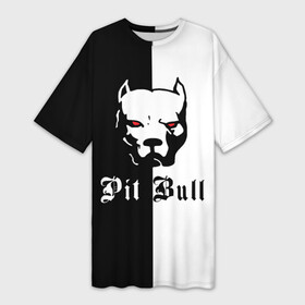 Платье-футболка 3D с принтом Pit Bull (боец) в Санкт-Петербурге,  |  | boxer | bulldog | fighting dog | pit bull | барбос | бобик | бойцовская собака | бойцовский пес | боксер | бульдог | волкодав | год со | друг человека | животное | зверь | ищейка | кинолог | кость | лайка | лапы | лев | пес