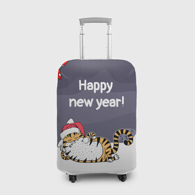 Чехол для чемодана 3D с принтом Happy New Year 2022 Тигр в Санкт-Петербурге, 86% полиэфир, 14% спандекс | двустороннее нанесение принта, прорези для ручек и колес | 2022 | год тигра | новый год | новый год 2022 | символ года | тигр | тигренок | тигрица | тигры