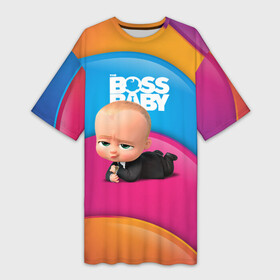 Платье-футболка 3D с принтом Boss baby rainbow в Санкт-Петербурге,  |  | baby | boss | boss baby | босс | босс молокосос | маленький босс | малыш | мальчик | молокосос | ребенок