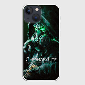 Чехол для iPhone 13 mini с принтом Chernobylite   Черный сталкер в Санкт-Петербурге,  |  | Тематика изображения на принте: chernobylite | game | horror | арт | выживалка | зона | игра | кристаллы | отчуждения | противогаз | сталкер | химинюк | хоррор | чернобылит | черный | шутер