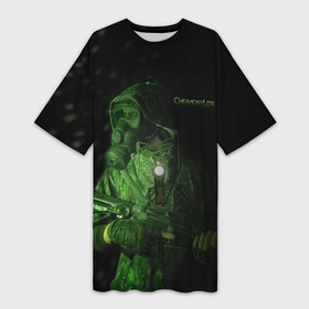 Платье-футболка 3D с принтом Чернобылит  Chernobylite в Санкт-Петербурге,  |  | chernobylite | боец | выживание | маска | противогаз | сталкер | хоррор | чернобылайт | чернобылит | чернобыль