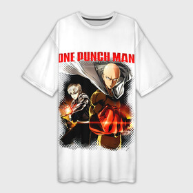 Платье-футболка 3D с принтом Сайтама и Генос One Punch Man в Санкт-Петербурге,  |  | genos | genoсide | hagemanto | jenosu | one punch man | one punchman | onepunchman | oni saibogu | saitama | sensei | аниме | ван панч мен | ванпанчмен | генос | кибердемон | кибернетическое тело | лысый плащ | манга | сайтама | сильнейший человек