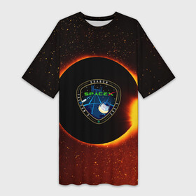 Платье-футболка 3D с принтом SPACE X сингулярность в Санкт-Петербурге,  |  | астрономия | галактика | горизонтсобытий | илонмаск | космос | марс | ракета | сингулярность | чёрнаядыра