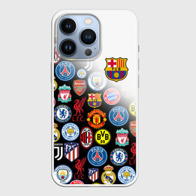 Чехол для iPhone 13 Pro с принтом FC BARCELONA LOGOBOMBING в Санкт-Петербурге,  |  | barca | barcelona | fc barca | барка | барселона