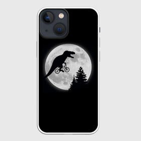 Чехол для iPhone 13 mini с принтом T REX НА ЛУНЕ в Санкт-Петербурге,  |  | bicycle | bike | fly | moon | rex | trex | tyrannosaur | бикукле | динозаврик | животные | летающий динозавр | луна | на велосипеде на фоне луны | ночной пейзаж | палеонтология | пародия | полёт | прикол | т рекс