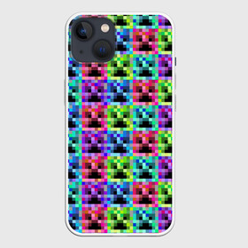 Чехол для iPhone 13 с принтом МАЙНКРАФТ   MINECRAFT ЦВЕТНЫЕ КРИПЕРЫ в Санкт-Петербурге,  |  | block | creeper | cube | minecraft | pixel | tnt | блок | геометрия | крафт | крипер | кубики | майнкрафт | пиксели | тнт