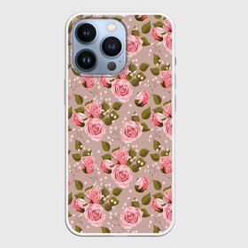 Чехол для iPhone 13 Pro с принтом Нежные розовые розы в Санкт-Петербурге,  |  | арт | бутон | бутон розы | бутоны | бутоны роз | бутоны цветов | жемчуг | жемчужины | рисунок | роза | розовая роза | розовые бутоны | розовые розы | розовый бутон | розы | цветок | цветы | яркие цветы