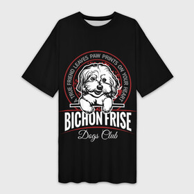 Платье-футболка 3D с принтом Бишон Фризе (Bichon Frize) в Санкт-Петербурге,  |  | animal | bichon frize | bolognese | dog | french lapdog | lapdog | maltese | poodle | бишон фризе | болонка | болоньез | друг человека | живот | кинолог | кудрявая болонка | мальтезе | пёс | порода собак | пудель | собака