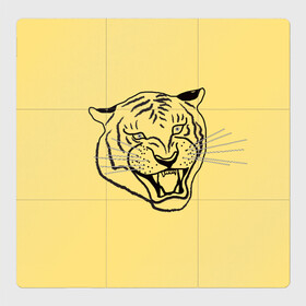 Магнитный плакат 3Х3 с принтом тигр на золотом фоне в Санкт-Петербурге, Полимерный материал с магнитным слоем | 9 деталей размером 9*9 см | art line | chinese calendar | contour | golden | head | mascot | muzzle | new year | symbol | tiger | year of the tiger | арт лайн | год тигра | голова | золотой | китайский календарь | контур | новогодний | новый год | символ | талисман | тигр