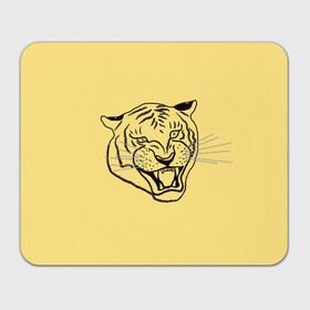 Прямоугольный коврик для мышки с принтом тигр на золотом фоне в Санкт-Петербурге, натуральный каучук | размер 230 х 185 мм; запечатка лицевой стороны | art line | chinese calendar | contour | golden | head | mascot | muzzle | new year | symbol | tiger | year of the tiger | арт лайн | год тигра | голова | золотой | китайский календарь | контур | новогодний | новый год | символ | талисман | тигр