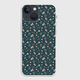 Чехол для iPhone 13 mini с принтом винтажный узор с цветами в Санкт-Петербурге,  |  | абстрактный цветочный | винтажный | зеленый | лист | узор | цветок | цветочный