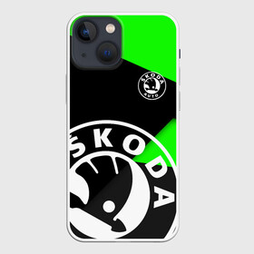 Чехол для iPhone 13 mini с принтом SKODA GEOMETRY SPORT GREEN в Санкт-Петербурге,  |  | Тематика изображения на принте: auto sport | autosport | octavia | rapid | rs | skoda | superb | vag | volkswagen | vrs | vw | yeti | авто | авто спорт | автомобиль | автоспорт | ам | ваг | вагавод | ети | карбон | машина | октавия | рапид | суперб | шкода | шкодавод