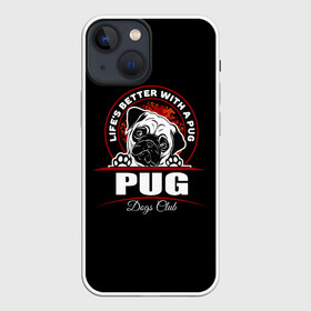 Чехол для iPhone 13 mini с принтом Мопс (Pug) в Санкт-Петербурге,  |  | bulldog | pug | pug dog | pug puppies | бульдог | год собаки | друг человека | дружные мопсы | дядя мопс | животное | зверь | кинолог | мопс | пёс | порода собак | собака боксёр | собака мопс | собаковод | четвероногий