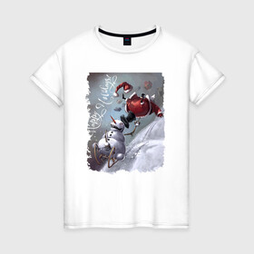Женская футболка хлопок с принтом Ничего себе, горочка в Санкт-Петербурге, 100% хлопок | прямой крой, круглый вырез горловины, длина до линии бедер, слегка спущенное плечо | gifts | holidays | merry christmas | new year | santa klaus | slide | snow | snowman | speed | горка | дед мороз | новый год | подарки | рождество | снег | снеговик