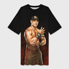 Платье-футболка 3D с принтом Cena Jr в Санкт-Петербурге,  |  | bodybuilding | boxer | cena | hip hop | john cena | rep | rise above hate | superstar | wrestling | wwe | актер | бодибилдер | вве | ввф | джон сина | нво | поднимись над ненавистью | рестлер | рэп | сина | тяжеловес | хип хоп