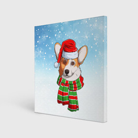Холст квадратный с принтом Новогодний Корги   New Years Corgi в Санкт-Петербурге, 100% ПВХ |  | christmas | corgi | dog | santa | дед мороз | елка | зима | корги | новый год | рождество | санта | снег | снегурочка | снежинка | собака | собачка | щенок