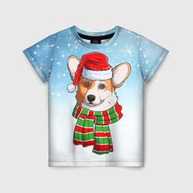Детская футболка 3D с принтом Новогодний Корги   New Years Corgi в Санкт-Петербурге, 100% гипоаллергенный полиэфир | прямой крой, круглый вырез горловины, длина до линии бедер, чуть спущенное плечо, ткань немного тянется | christmas | corgi | dog | santa | дед мороз | елка | зима | корги | новый год | рождество | санта | снег | снегурочка | снежинка | собака | собачка | щенок