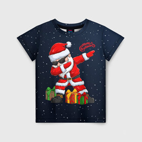Детская футболка 3D с принтом SANTA DABBING в Санкт-Петербурге, 100% гипоаллергенный полиэфир | прямой крой, круглый вырез горловины, длина до линии бедер, чуть спущенное плечо, ткань немного тянется | Тематика изображения на принте: christmas | dab | dabbing | santa | дед мороз | елка | зима | новый год | подарок | рождество | санта | снег | снегурочка | снежинка