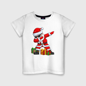 Детская футболка хлопок с принтом Санта Даб   Santa Dab в Санкт-Петербурге, 100% хлопок | круглый вырез горловины, полуприлегающий силуэт, длина до линии бедер | christmas | dab | dabbing | santa | дед мороз | елка | зима | новый год | подарок | рождество | санта | снег | снегурочка | снежинка