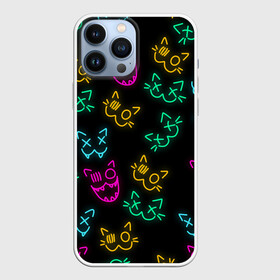 Чехол для iPhone 13 Pro Max с принтом НЕОНОВЫЕ КОТИКИ   NEON FACES CATS в Санкт-Петербурге,  |  | animals | cats | color cats | kitty | neon cats | neon kitty | животные | звери | коты | кошки | неон | неон котики | неоновые коты | радужные коты