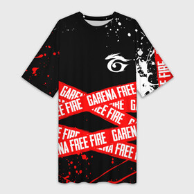 Платье-футболка 3D с принтом GARENA FREE FIRE RED OFF LINE STYLE в Санкт-Петербурге,  |  | free fire | freefire | garena | garena free fire | гарена | гарена фри фаер | фри фаер | фрифаер