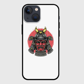 Чехол для iPhone 13 mini с принтом Красный Шлем Самурая в Санкт-Петербурге,  |  | Тематика изображения на принте: азия | аниме | бушидо | воин | дракон | катана | китай | корея | маска | меч | самурай | шлем | япония