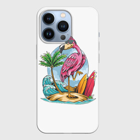 Чехол для iPhone 13 Pro с принтом Фламинго На Острове в Санкт-Петербурге,  |  | животные | лето | модные | море | океан | остров | отдых | популярные | солнце | тренд | фламинго