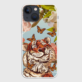 Чехол для iPhone 13 mini с принтом Тигр и бабочки в Санкт-Петербурге,  |  | Тематика изображения на принте: 2022 | 2022 тигр | бабочка | бабочка и тигр | бабочки | восточный тигр | восточный узор | иероглиф тигра | китай | китайский пейзаж | китайский тигр | новый год | тигр | тигр 2022 | тигр и бабочка