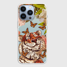 Чехол для iPhone 13 Pro с принтом Тигр и бабочки в Санкт-Петербурге,  |  | Тематика изображения на принте: 2022 | 2022 тигр | бабочка | бабочка и тигр | бабочки | восточный тигр | восточный узор | иероглиф тигра | китай | китайский пейзаж | китайский тигр | новый год | тигр | тигр 2022 | тигр и бабочка