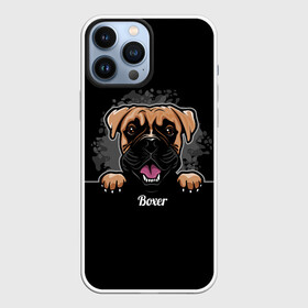 Чехол для iPhone 13 Pro Max с принтом Боксёр (Boxer) в Санкт-Петербурге,  |  | Тематика изображения на принте: animal | boxer | bulldog | dog | fighting dog | pit bull | бойцовская собака | боксёр | бульдог | год собаки | друг человека | животное | кинолог | немецкий боксёр | пёс | питбуль | порода собак | собака боксёр | собаковод