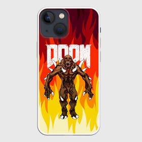 Чехол для iPhone 13 mini с принтом DOOM IMP | FIRE AND MONSTER в Санкт-Петербурге,  |  | Тематика изображения на принте: demons | devil | doom | doom eternal | doom slayer | fire | hell | imp | ад | демон | демоны | дум | имп | огонь | фаер